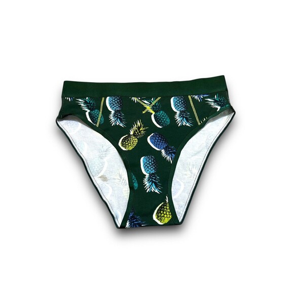 AERIE Women's Real Soft Stretch High Cut Pineapple Bikini Panties - Small (NWOT) - Picture 1 of 2